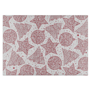 Red and White Christmas Pattern Cutting Board