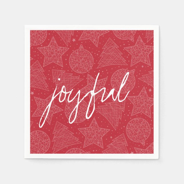 Red and White Christmas Pattern Paper Napkin Set (Front)