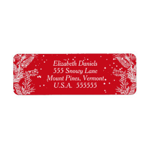 Red and White, Christmas Return Address Label