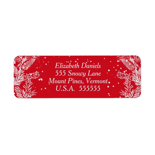 Red and White, Christmas Return Address Return Address Label (Front)