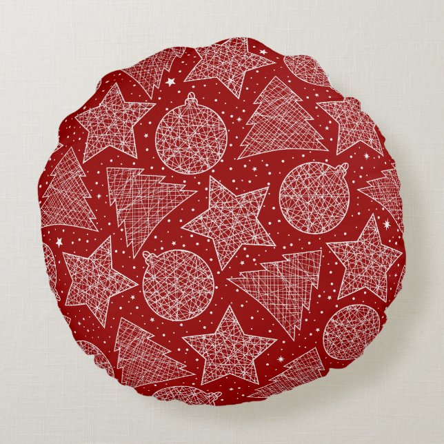 Red and White Christmas Round Pillows (Back)