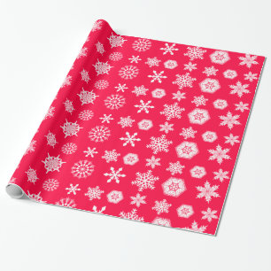 Red and White Christmas snow pattern Wrapping Paper