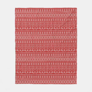 Red and White Christmas Sweater Design Fleece Blanket