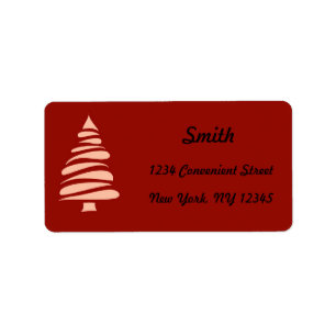 Red and White Christmas Tree Return Address Label