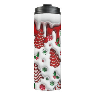 Red and White Christmas Trees Thermal Tumbler