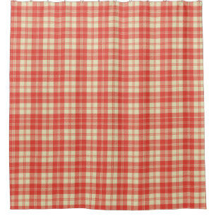 Red and White Clan Plaid Tartan Shower Curtain
