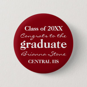Red and White Class of 2017 Graduation Button