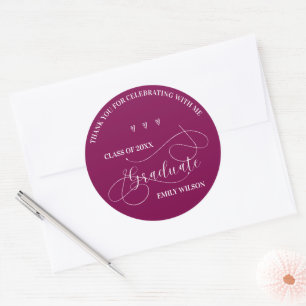 Red and White Class of 2025 Thank you Graduation Classic Round Sticker