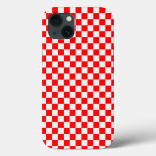 Red and White Classic Chequerboard by STaylor iPhone 13 Case