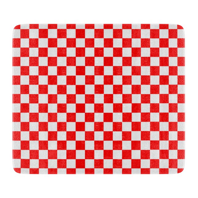 Red And White Classic Chequerboard by STaylor Cutting Board (Front)