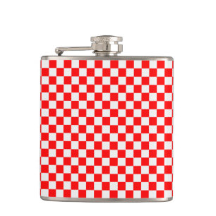 Red and White Classic Chequerboard by STaylor Hip Flask