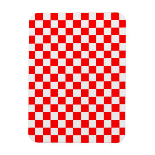 Red And White Classic Chequerboard by STaylor Magnet