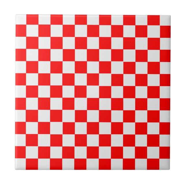 Red And White Classic Chequerboard by STaylor Tile (Front)