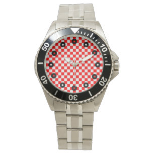 Red and White Classic Chequerboard by STaylor Watch