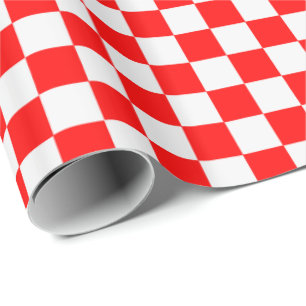 Red and White Classic Chequerboard by STaylor Wrapping Paper