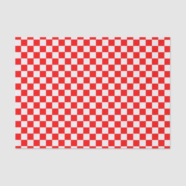 Red And White Classic Chequerboard Tissue Paper (Front)