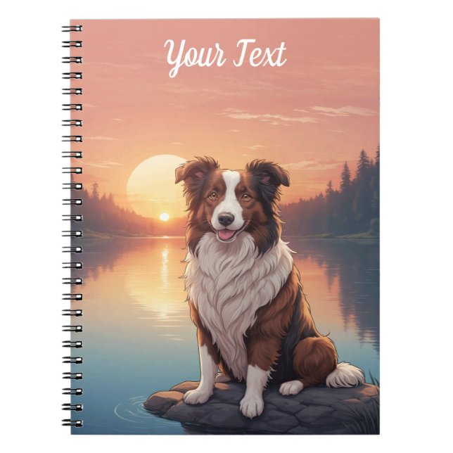 Red and White Collie by Lake Notebook (Front)
