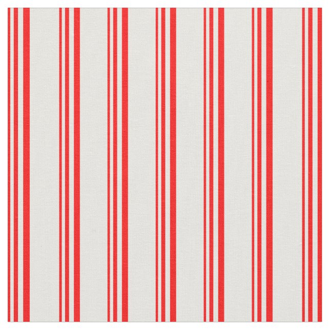Red and White Coloured Stripes Pattern Fabric (Close Up)
