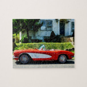 Red and White Corvette Convertible Jigsaw Puzzle