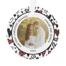 Red and White Couples First Christmas Engaged