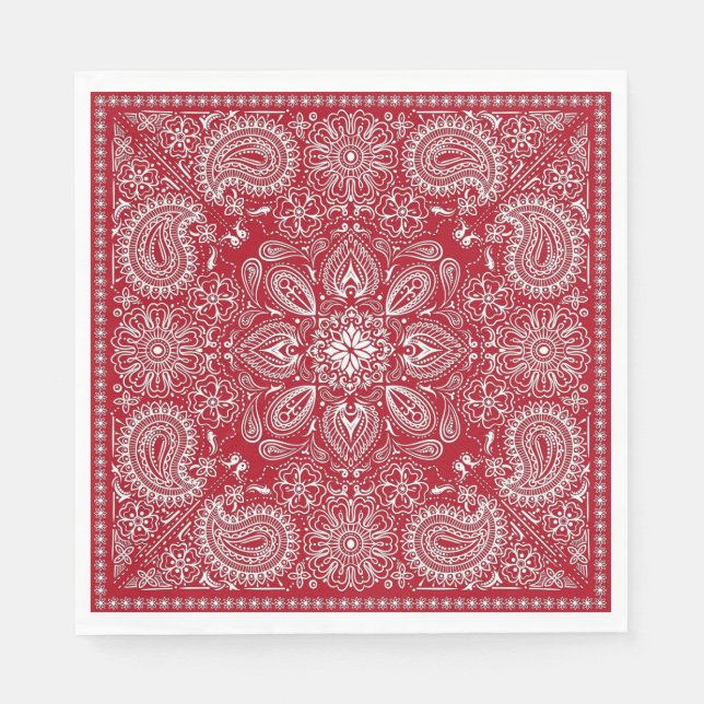 Red and White Cowboy  Napkin (Front)