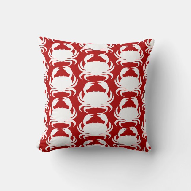 Red and White Crab Pattern Nautical Boat Pool Cushion (Front)