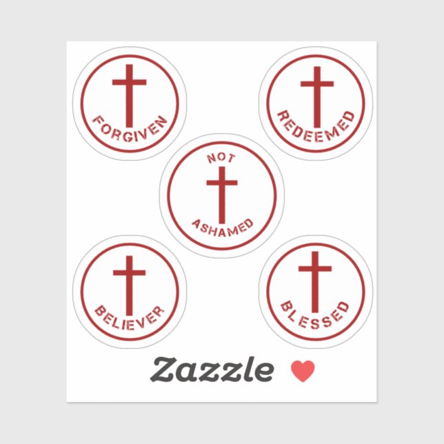 Red and White Cross Christian Faith Typography Set (Sheet)