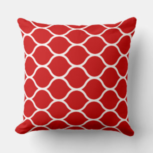 Red and White Curved lattice Pattern Cushion