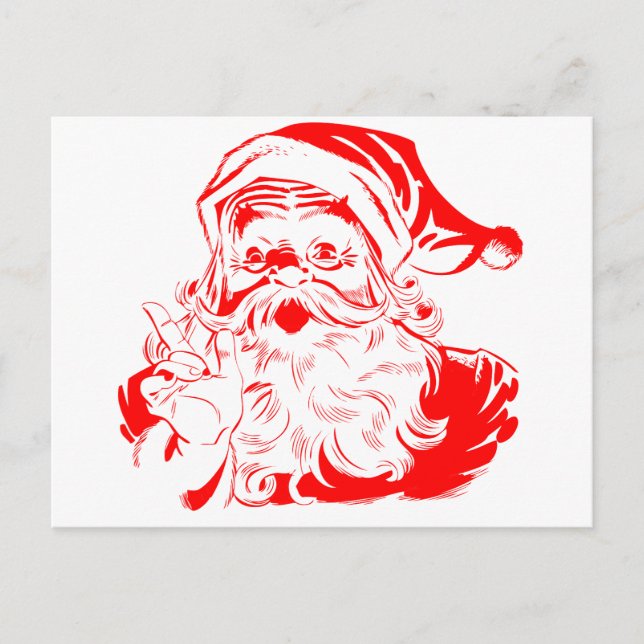 Red and White Custom Santa Clause Saint Nicholas Holiday Postcard (Front)