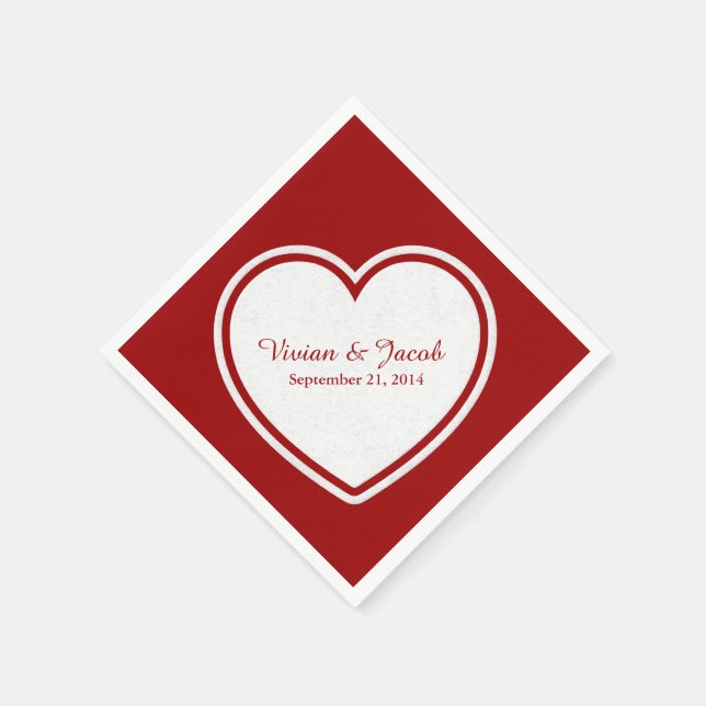 Red and White Custom Wedding Napkin (Corner)