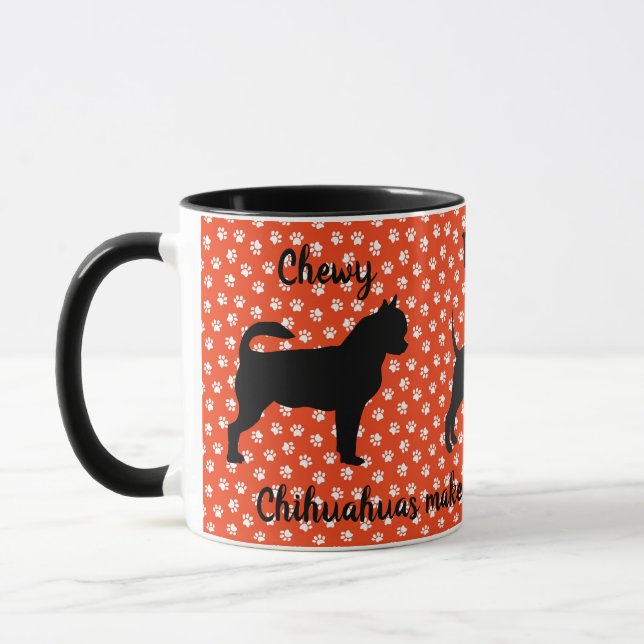 Red and White Customised Chihuahua Mug (Left)