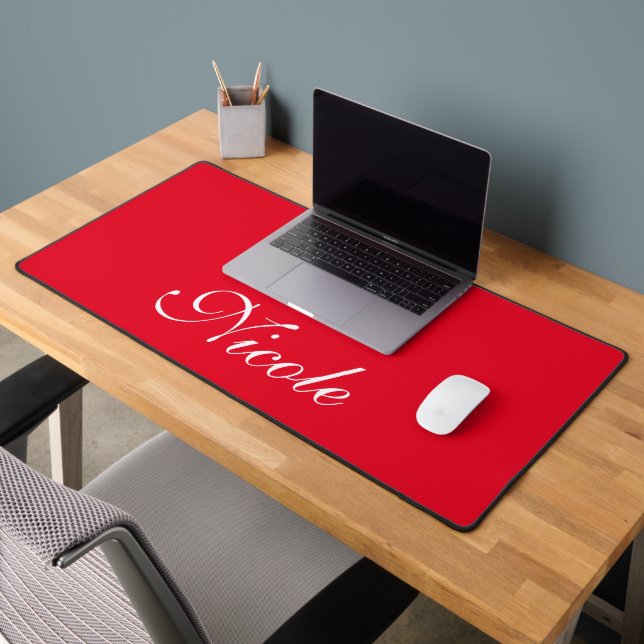 Red and White Customised Name Desk Mat (Office 2)