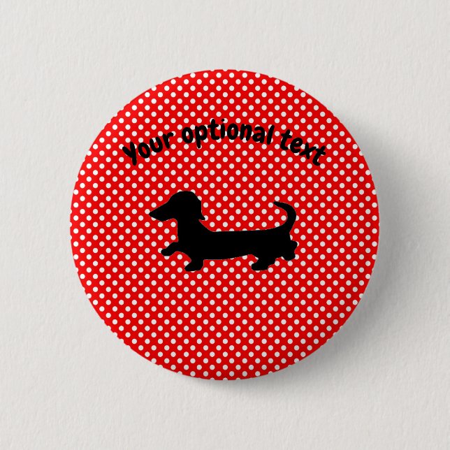 Red and White Dachshund Button Pin (Front)