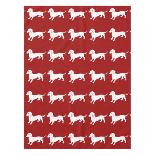 Red and White Dachshund Design Tablecloth