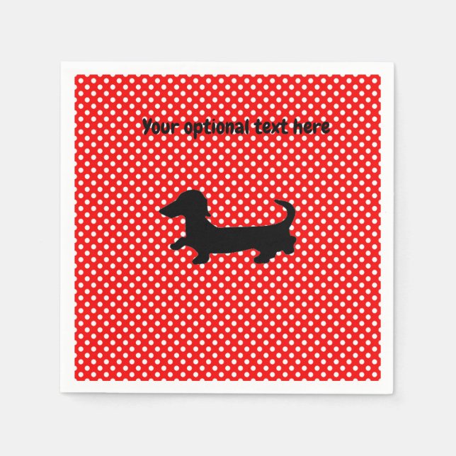 Red and White Dachshund Paper Party Napkins (Front)
