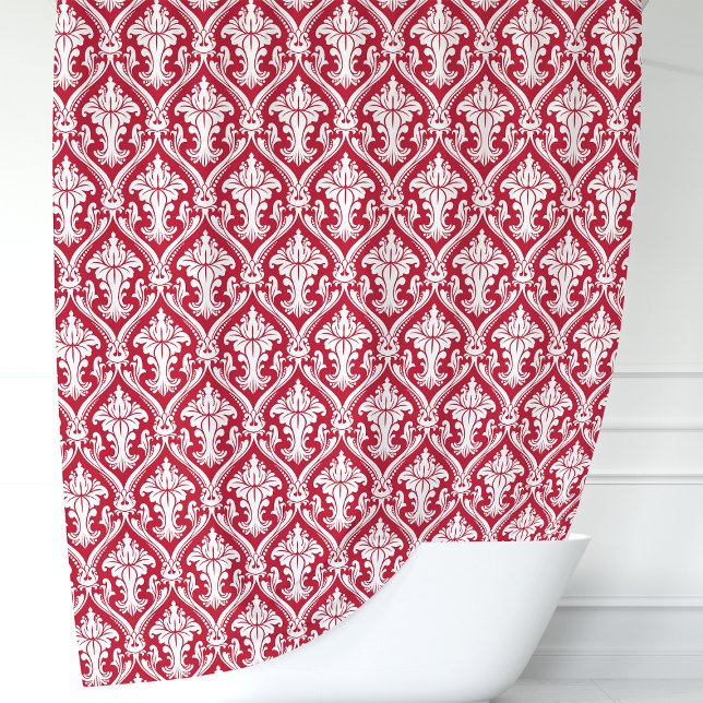Red and White Damask Shower Curtain (Creator Uploaded)