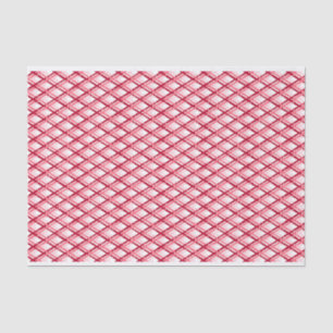 Red and White Diagonal Plaid Tissue Paper