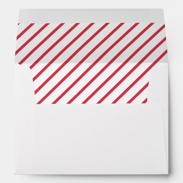 Red and White Diagonal Stripes Pattern Envelope (Back (Bottom))