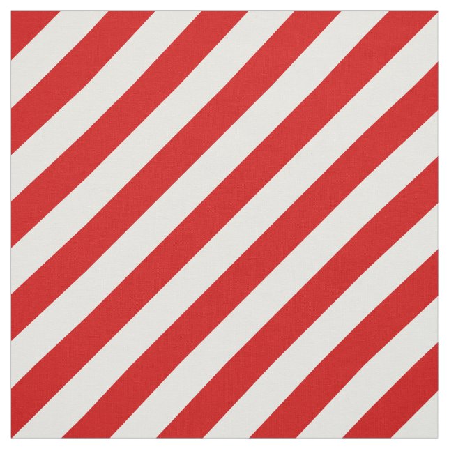 Red and White Diagonal Stripes Pattern Fabric (Swatch)
