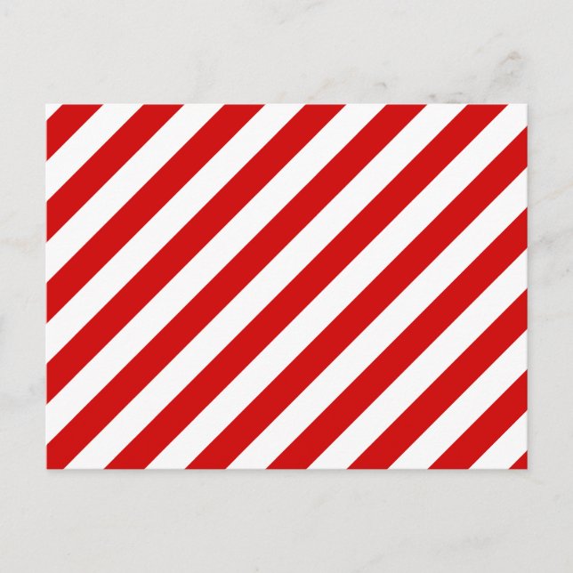 Red and White Diagonal Stripes Pattern Postcard (Front)