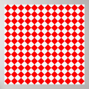 Red And White Diamond Pattern by Shirley Taylor Poster