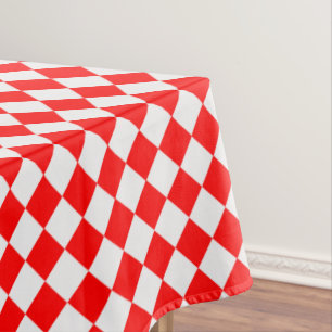 Red And White Diamond Pattern by Shirley Taylor Tablecloth