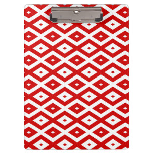 Red and white diamond pattern clipboard