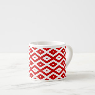 Red and white diamond pattern espresso cup