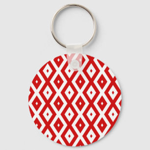 Red and white diamond pattern key ring