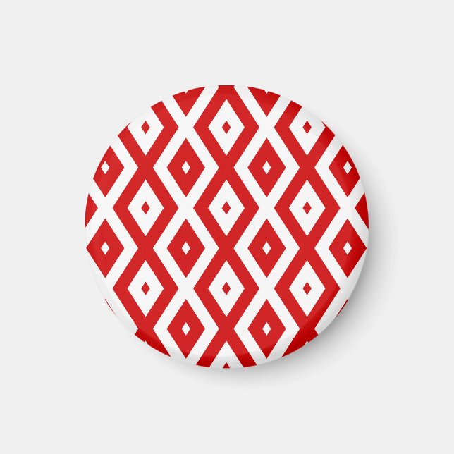 Red and white diamond pattern magnet (Front)