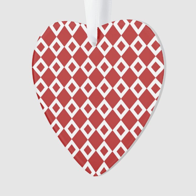 Red and White Diamond Pattern Ornament (Front)
