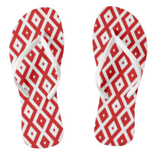 Red and white diamond pattern thongs