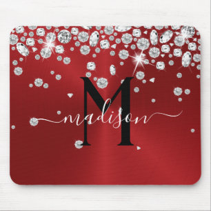 Red and White Diamonds - Personalized Mouse Pad