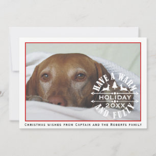 Red and white dog pet Christmas photo Holiday Card